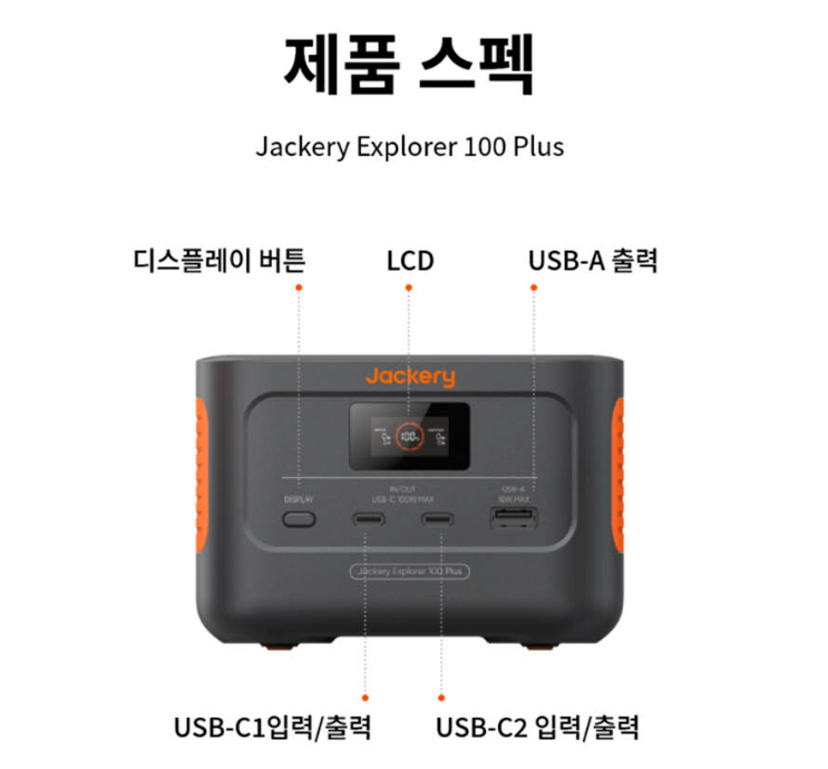 잭커리 100Plus 인산철 파워뱅크 보조배터리 기내반입 PD 128W 고속 충전 30000mAh | 데얼스 아웃도어 전문 플랫폼