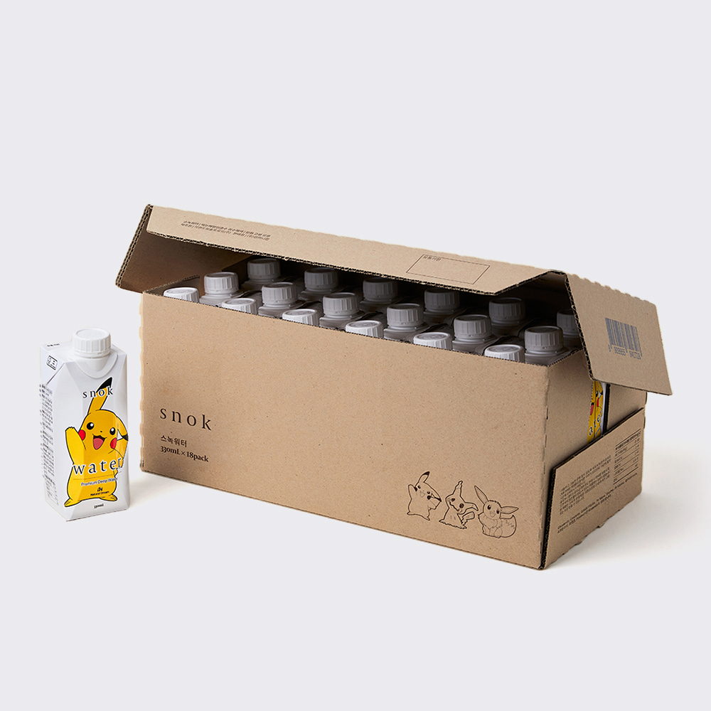 [1+1] 포켓몬 스녹워터 시리즈 1A 종이팩 해양심층수 330ml x 18개 | 데얼스 아웃도어 전문 플랫폼