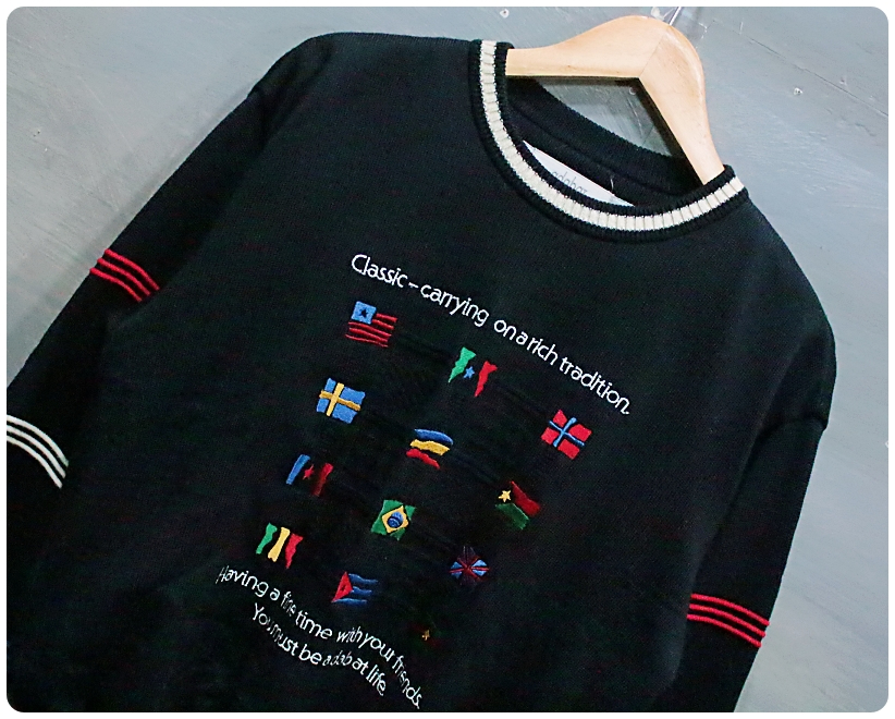 [90] 아다바트 골프 만국기 자수 로고 방풍 울 니트 | 데얼스 아웃도어 전문 플랫폼