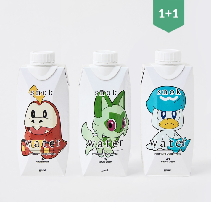 [1+1] 포켓몬 스녹워터 시리즈 1B 종이팩 해양심층수 330ml x 18개 | 데얼스 아웃도어 전문 플랫폼