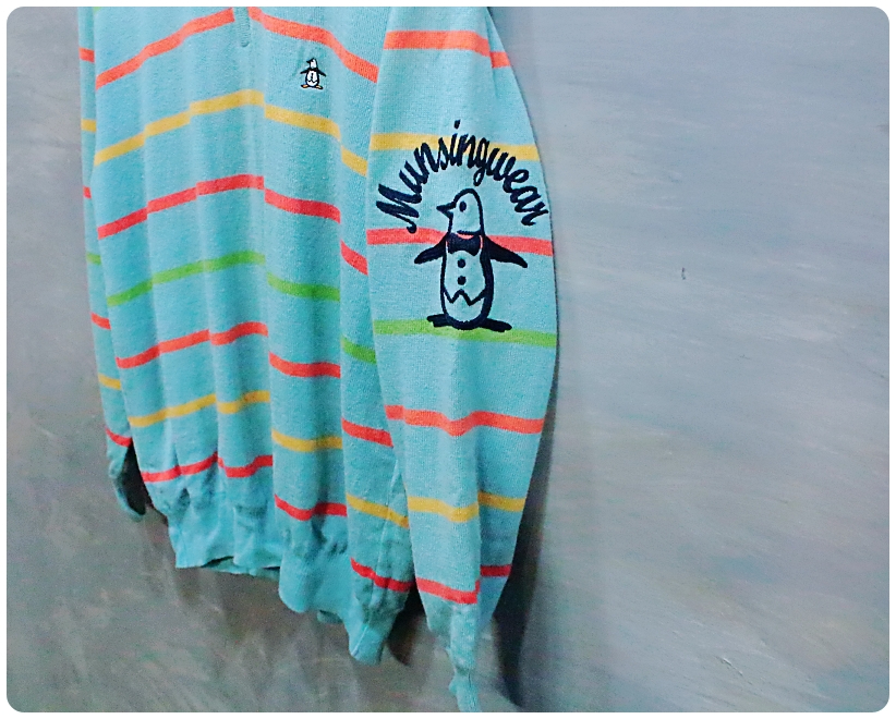 [M] 먼싱웨어 골프 로고 스트라이프 반집업 울 니트 | 데얼스 아웃도어 전문 플랫폼