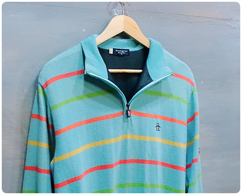 [M] 먼싱웨어 골프 로고 스트라이프 반집업 울 니트 | 데얼스 아웃도어 전문 플랫폼