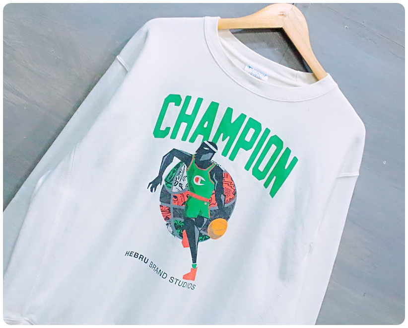 [2XL] 챔피온 x 히브루 브랜틀리 리버스위브 블루텍 기모 맨투맨 | 데얼스 아웃도어 전문 플랫폼