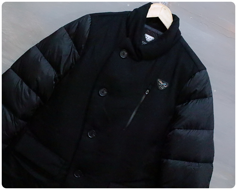 [L] 다이나핏 모직 배색 덕다운 패딩 코트 | 데얼스 아웃도어 전문 플랫폼