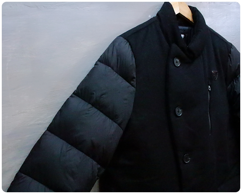 [L] 다이나핏 모직 배색 덕다운 패딩 코트 | 데얼스 아웃도어 전문 플랫폼