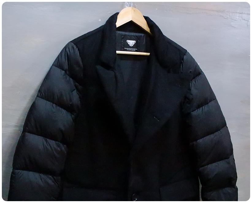 [L] 다이나핏 모직 배색 덕다운 패딩 코트 | 데얼스 아웃도어 전문 플랫폼