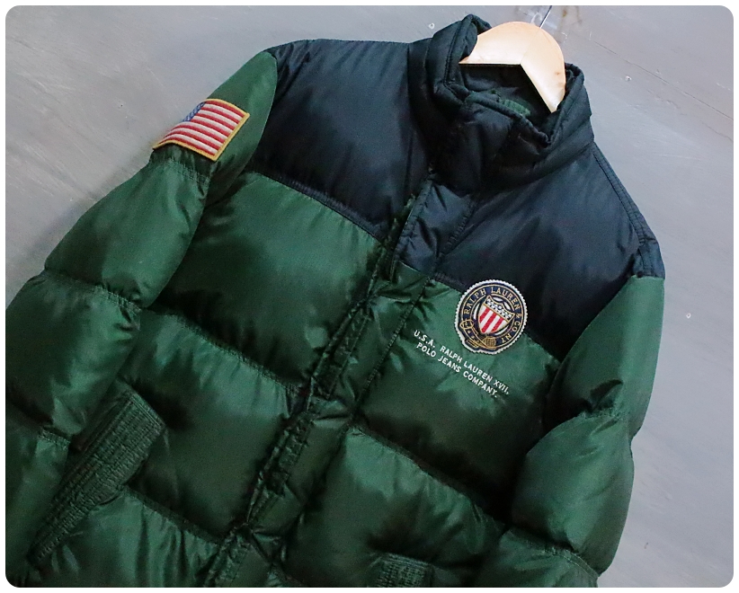 [L] 90s 폴로진스 랄프로렌 성조기 덕다운 패딩 점퍼 | 데얼스 아웃도어 전문 플랫폼