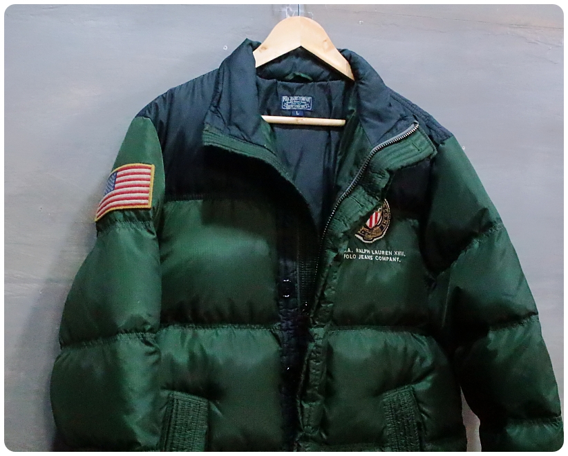 [L] 90s 폴로진스 랄프로렌 성조기 덕다운 패딩 점퍼 | 데얼스 아웃도어 전문 플랫폼