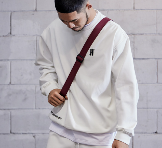 오버셔 기능성 기모 웜업 오버핏 맨투맨 화이트 (남녀공용) | 데얼스 아웃도어 전문 플랫폼