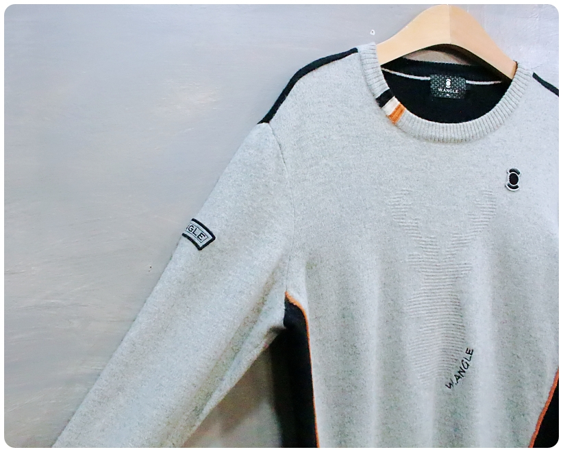 [95] 와이드앵글 배색 울 라운드넥 니트 스웨터 | 데얼스 아웃도어 전문 플랫폼