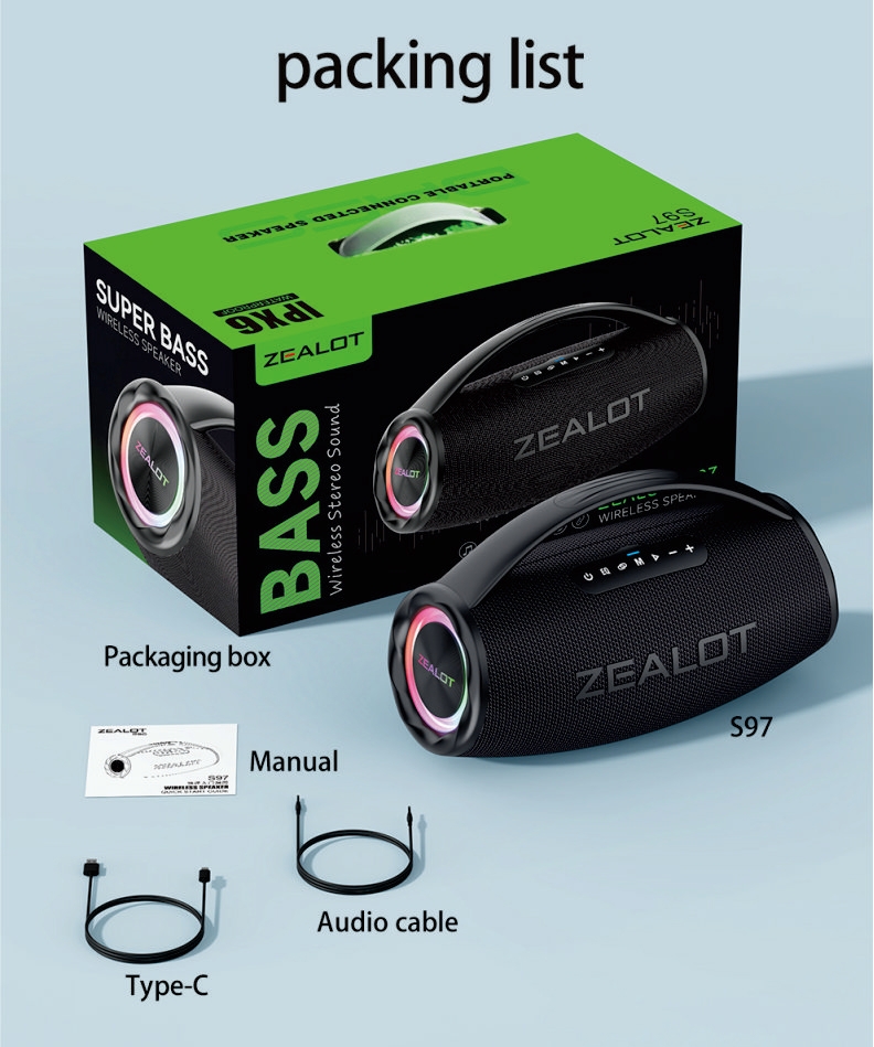 80W 고출력 ZEALOT s97 블루투스 스피커 | 데얼스 아웃도어 전문 플랫폼