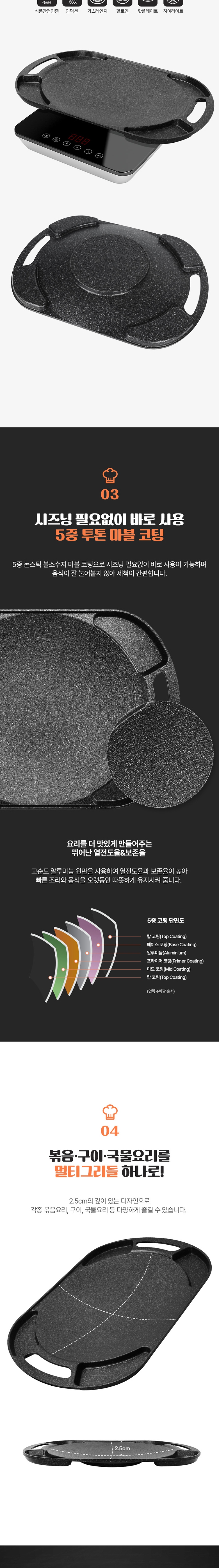 [스노우라인] 5중코팅 인덕션 멀티 그리들