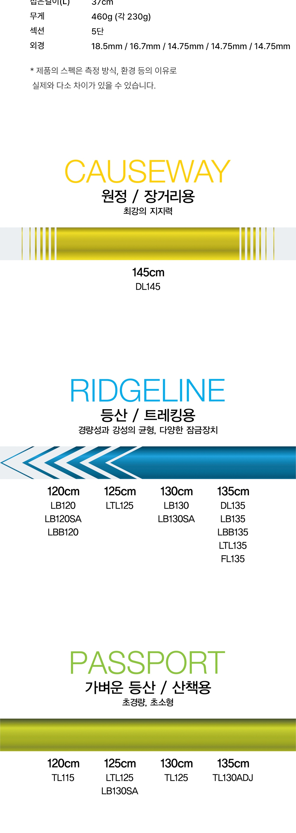 [헬리녹스] 릿지라인 LTL125 등산스틱 2개 세트 - 5단스틱/트레킹폴