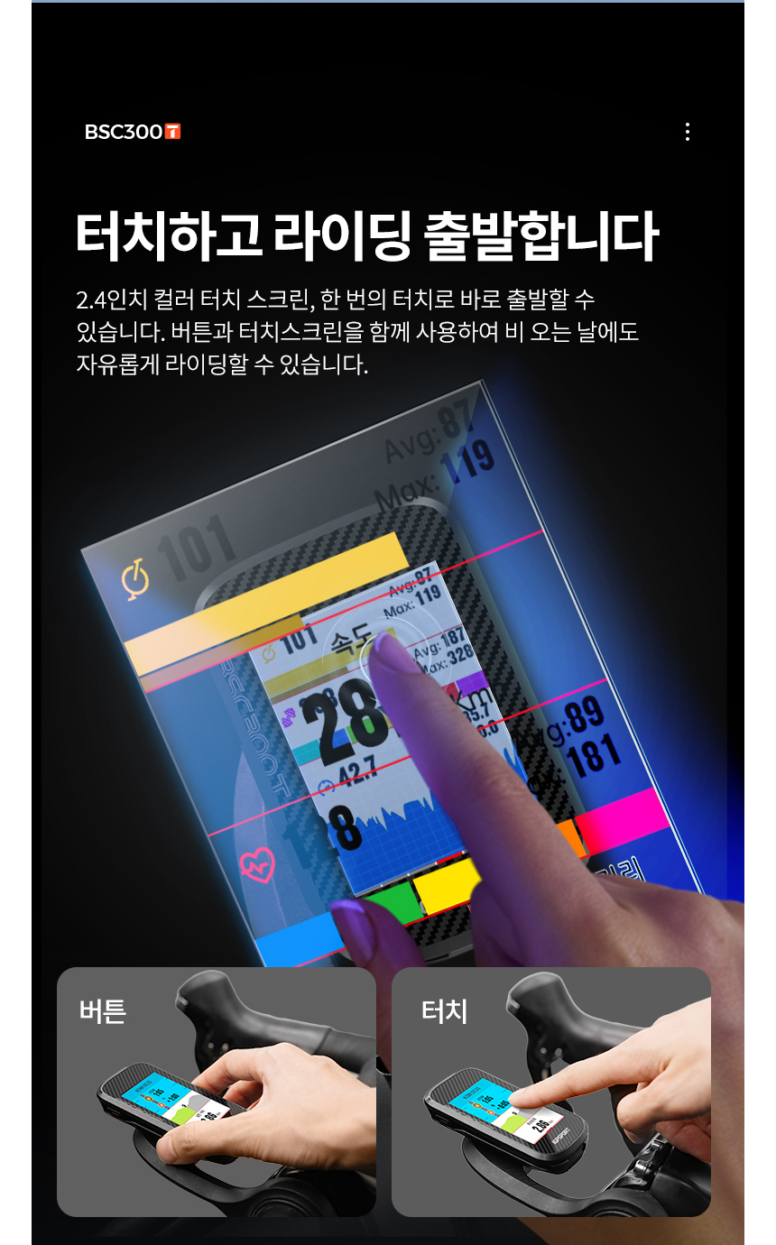 iGPSPORT BSC300T 터치스크린 자전거 속도계