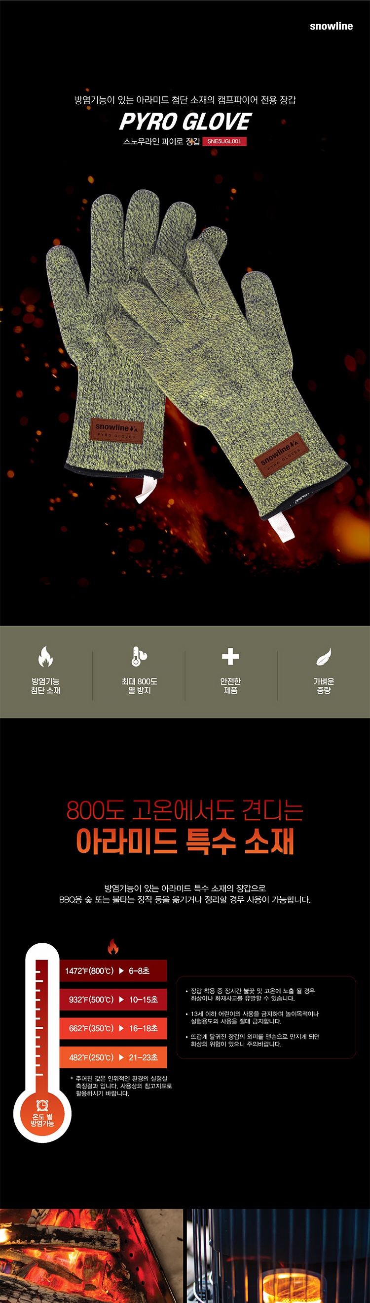 [스노우라인] 파이로 장갑 - 캠핑장갑