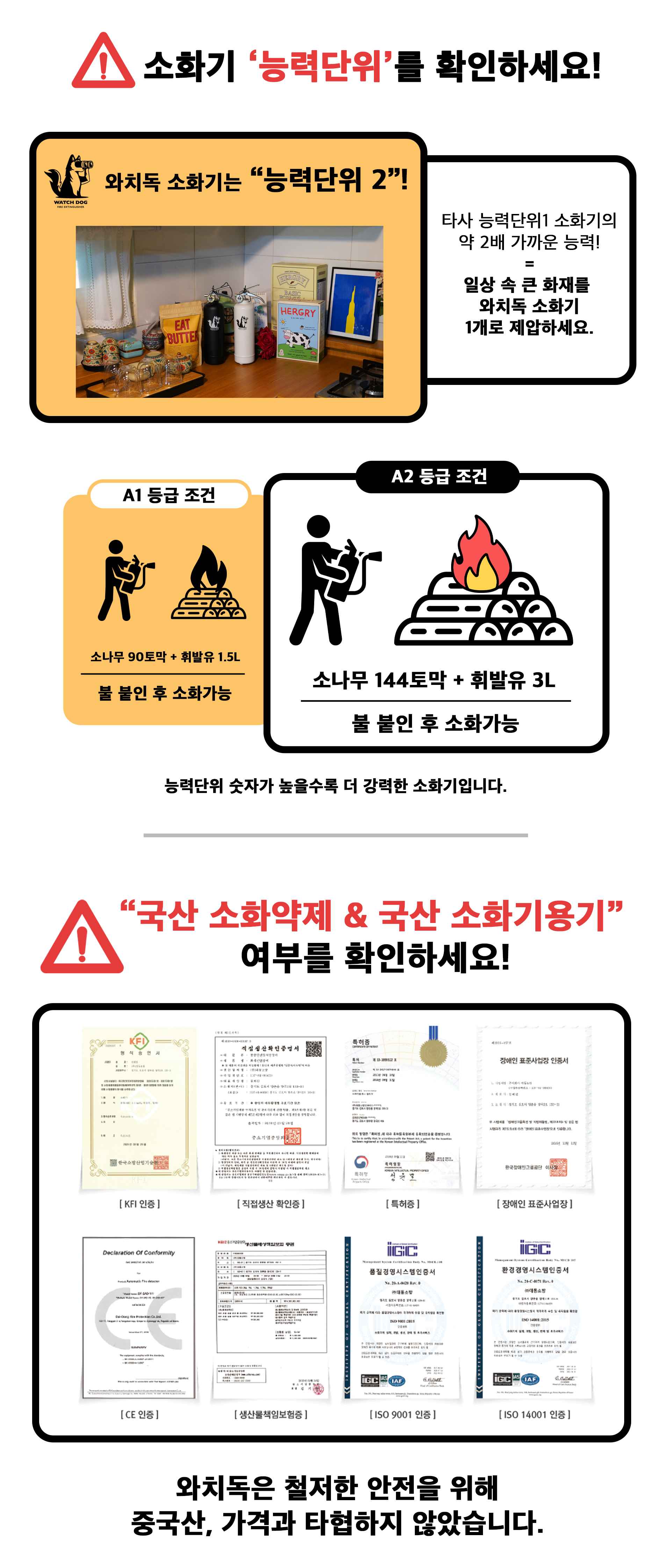 와치독 차량용 캠핑용 가정용 소화기 분말 5인승 자동차 [WATCHDOG]