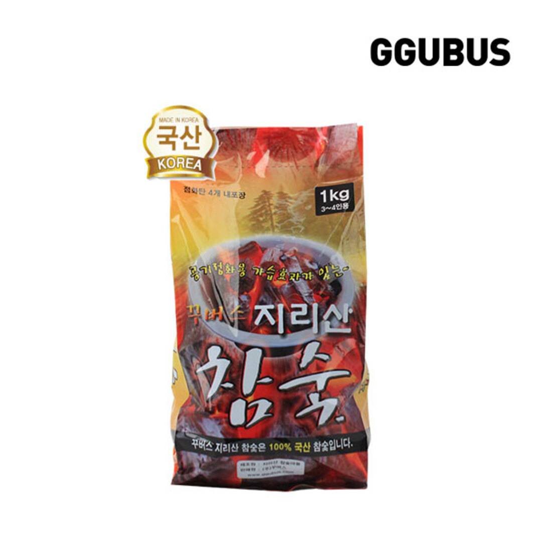 [꾸버스] 지리산참숯 1kg 봉지 - 캠핑바베큐숯 | 데얼스 아웃도어 전문 플랫폼