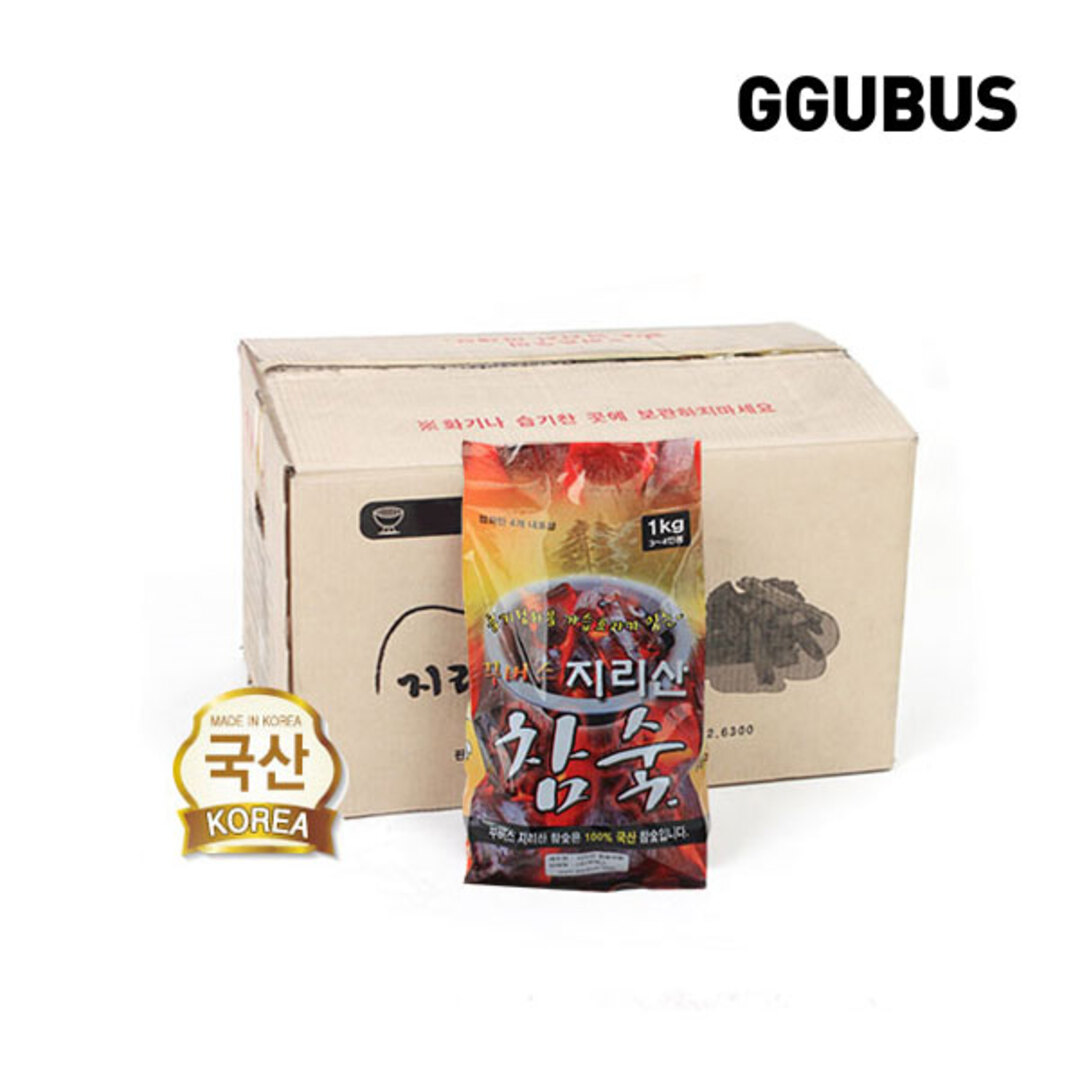 [꾸버스] 지리산참숯 1kg (12봉) 1박스 - 캠핑바베큐숯 | 데얼스 아웃도어 전문 플랫폼