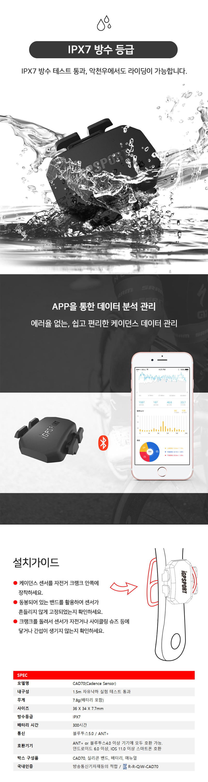 iGPSPORT 케이던스 센서 CAD70