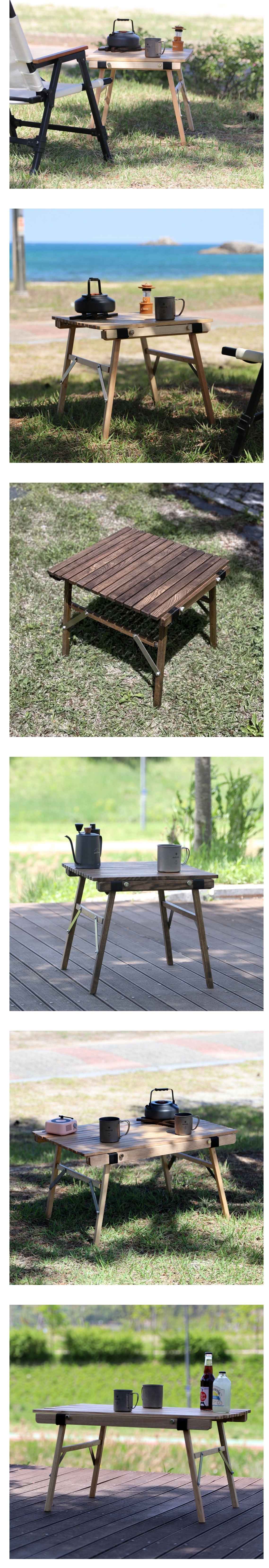 [캠핑덕] 프리미엄 애쉬 우드 롤테이블 캠핑 테이블 대형