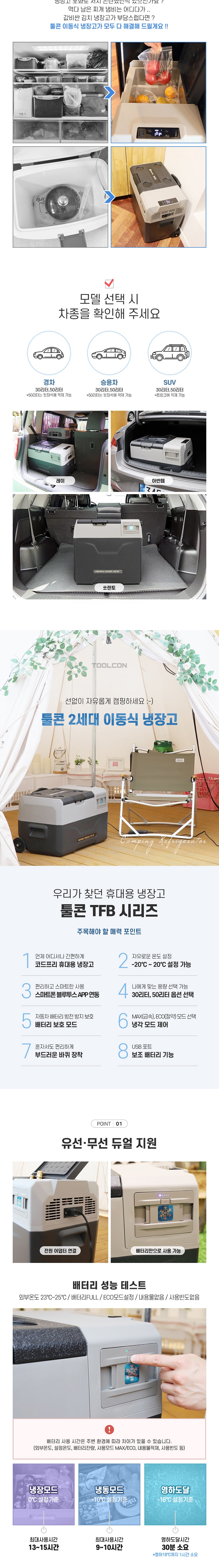 [툴콘] TFB-50 냉장고 - 유무선/배터리탈부착/가정용/차량용