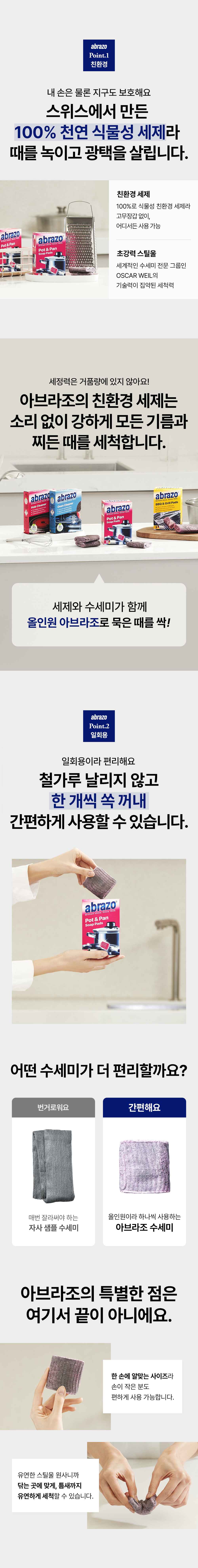 아브라조 독일 넘버1 스틸울 수세미 멀티클린징패드