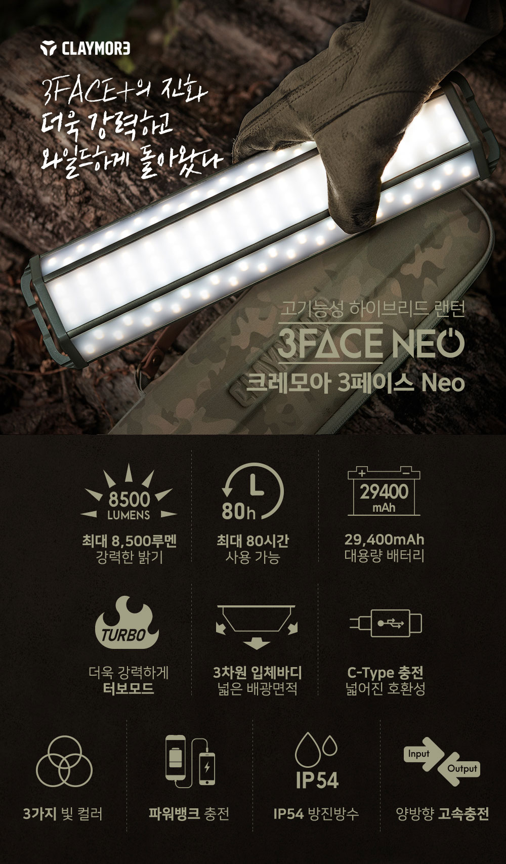 크레모아 3페이스 네오 LED 캠핑랜턴 조명