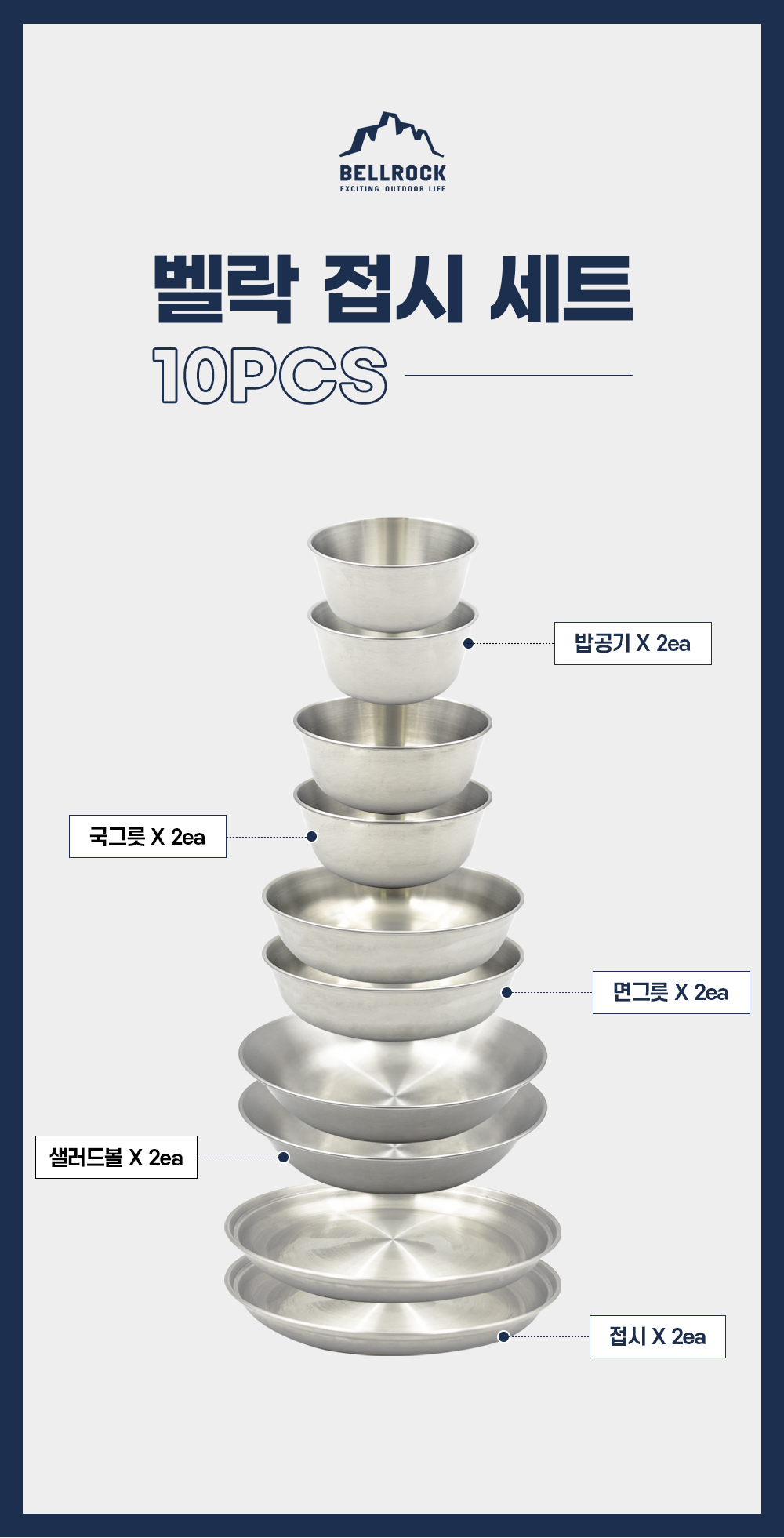 벨락 올뉴 접시 세트 10pcs /캠핑2인접시/야외접시