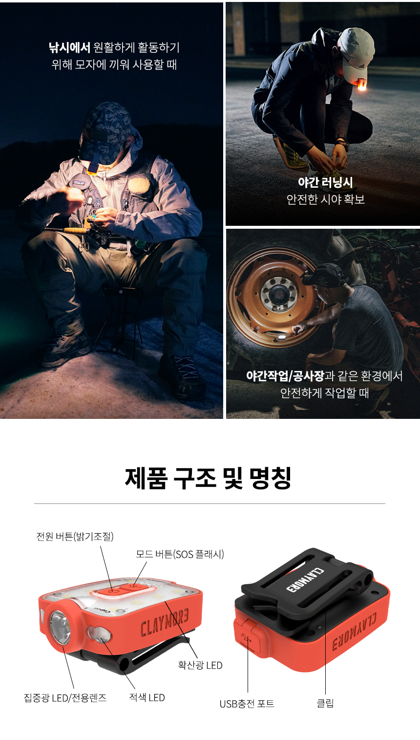 [판매완료] 크레모아 캡온 40B 캡라이트 충전식 LED 헤드랜턴 등산 백패킹 낚시 작업등