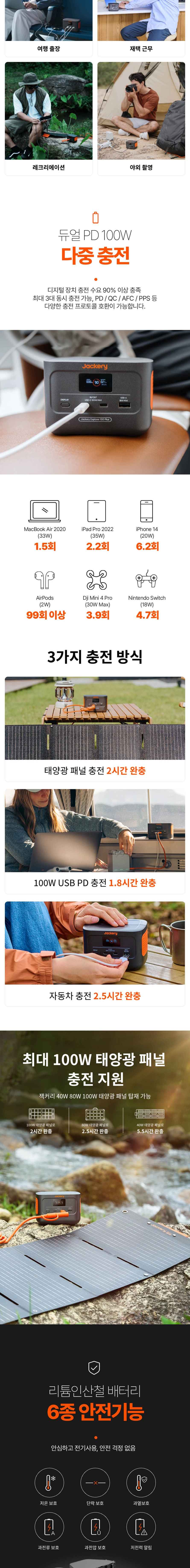 잭커리 100Plus 인산철 파워뱅크 보조배터리 기내반입 PD 128W 고속 충전 30000mAh