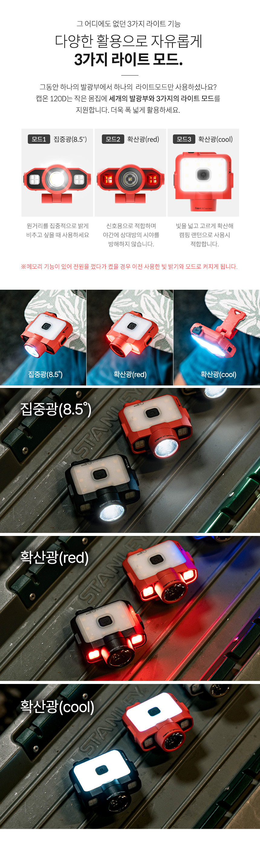 크레모아 캡온 120D 블랙 캡라이트 충전식 LED 헤드렌턴 등산 백패킹 낚시 작업등