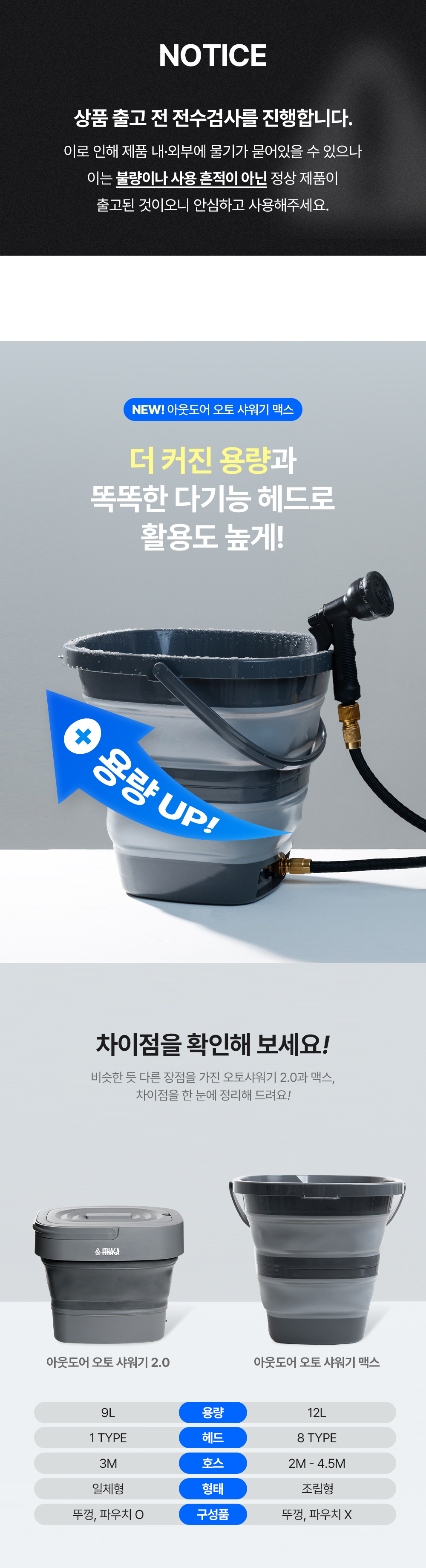 (단 2주! 데얼스 선공개) [이타카] 아웃도어 오토 샤워기 맥스