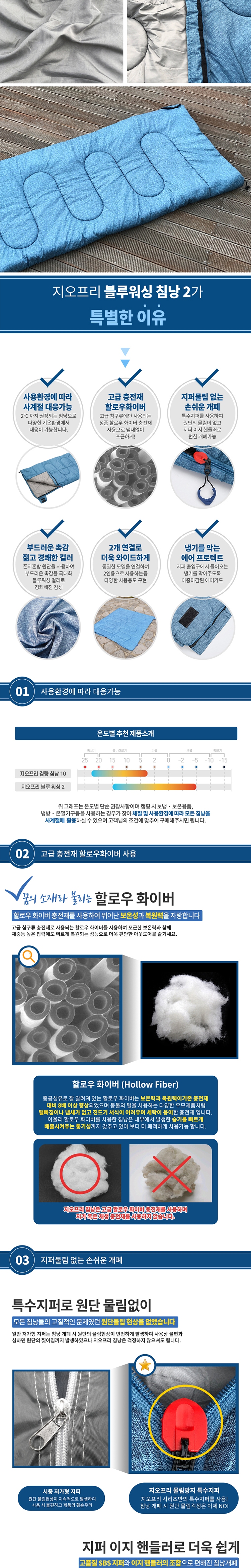 [지오프리] 블루워싱 침낭 2 - 캠핑이불