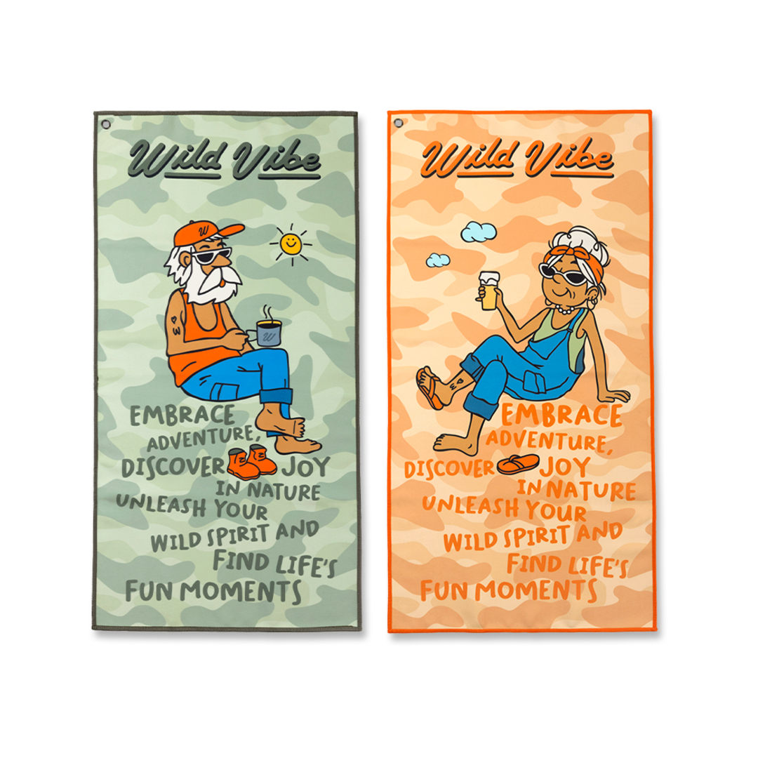 와일드바이브 캠핑샤워타올(단품)_Camping Shower Towel (Khaki l Orange) | 데얼스 아웃도어 전문 플랫폼