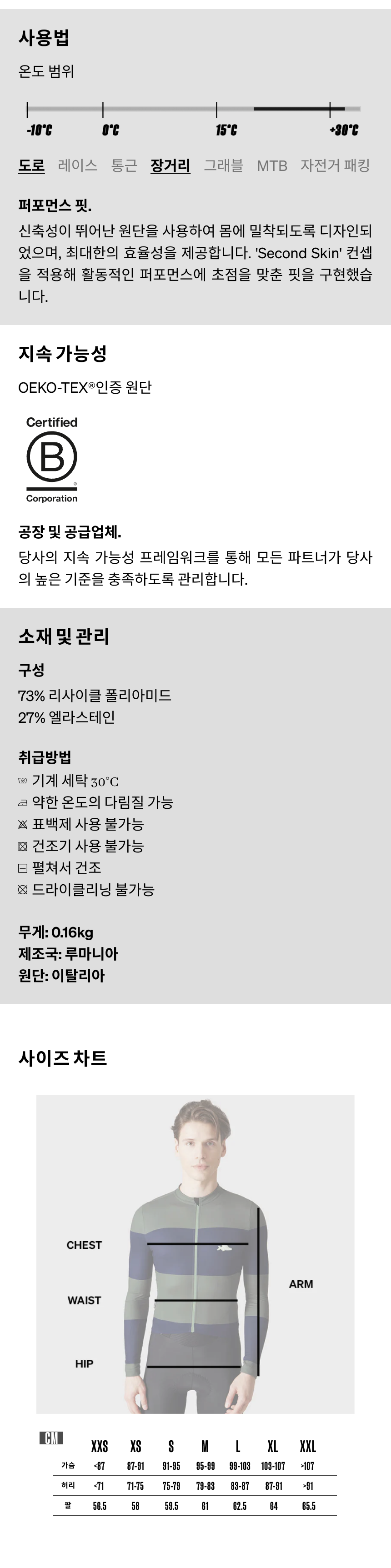 카페 드 사이클리스트 마그다 아닥스 반팔 져지 쵸크 남성