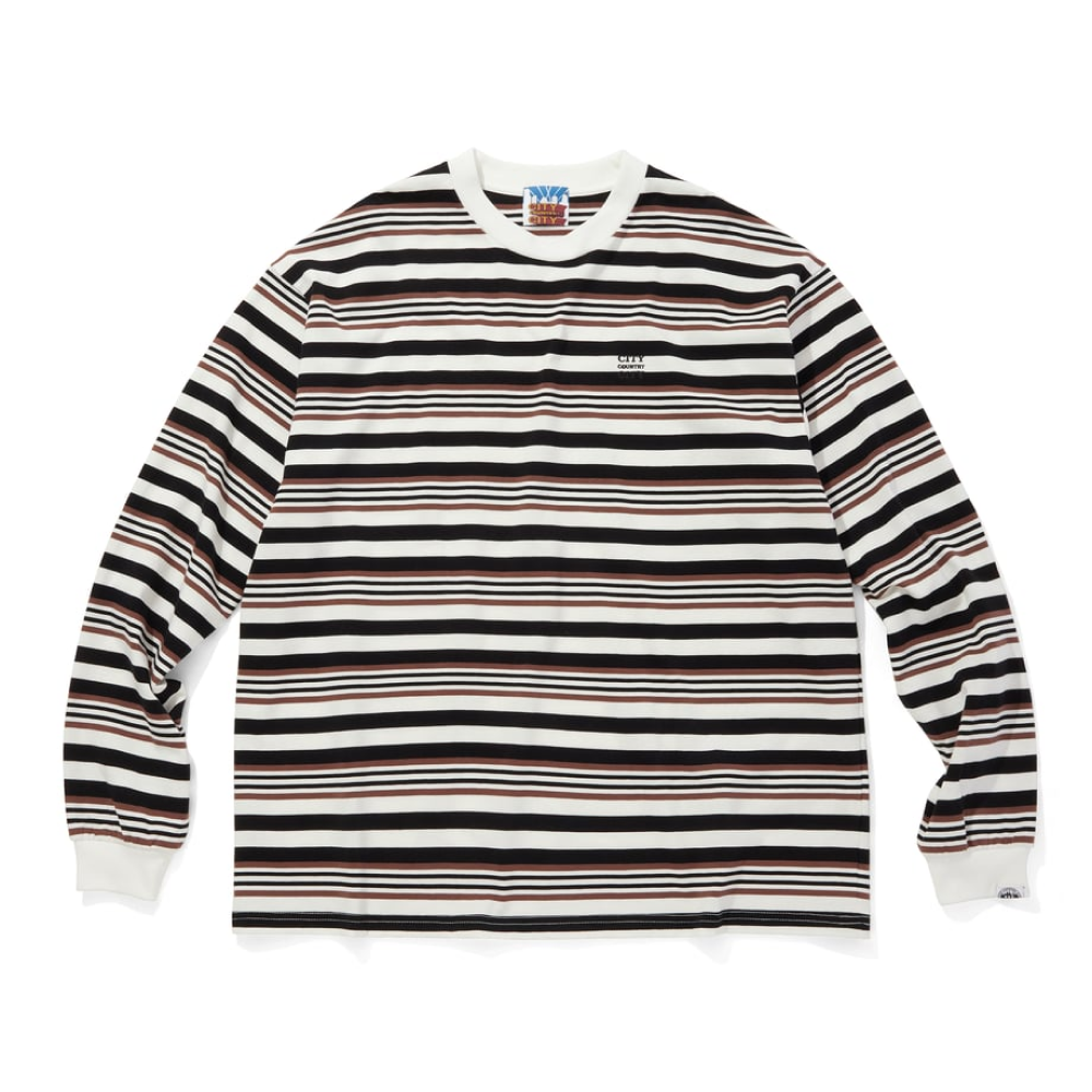 시티 컨트리 시티 엠브로이더드 로고 멀티 보더 긴팔 티셔츠 브라운 x 화이트 공용 | 데얼스 아웃도어 전문 플랫폼