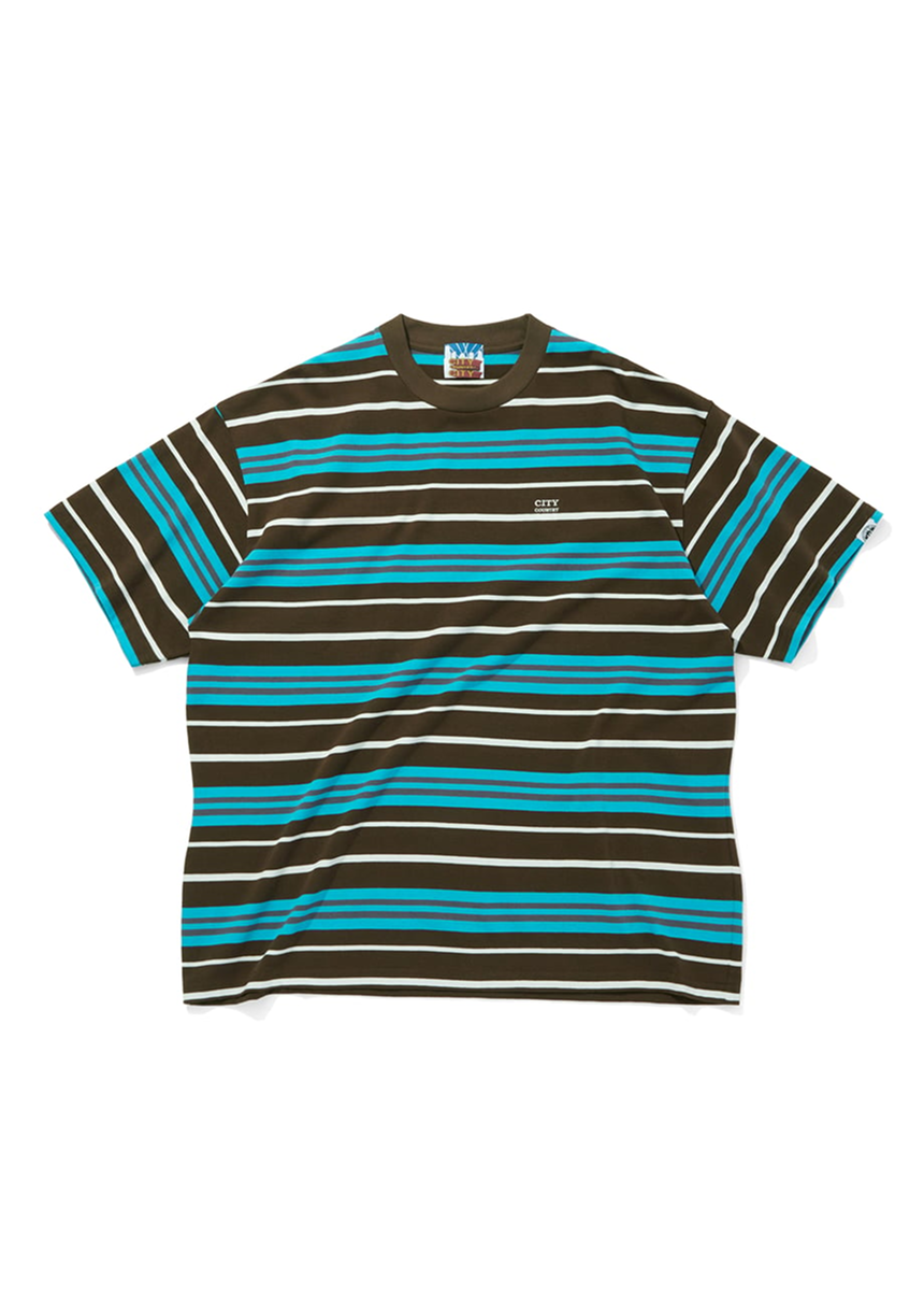 시티 컨트리 시티 엠브로이더드 로고 멀티 보더 반팔 티셔츠 브라운 x 블루 공용 | 데얼스 아웃도어 전문 플랫폼