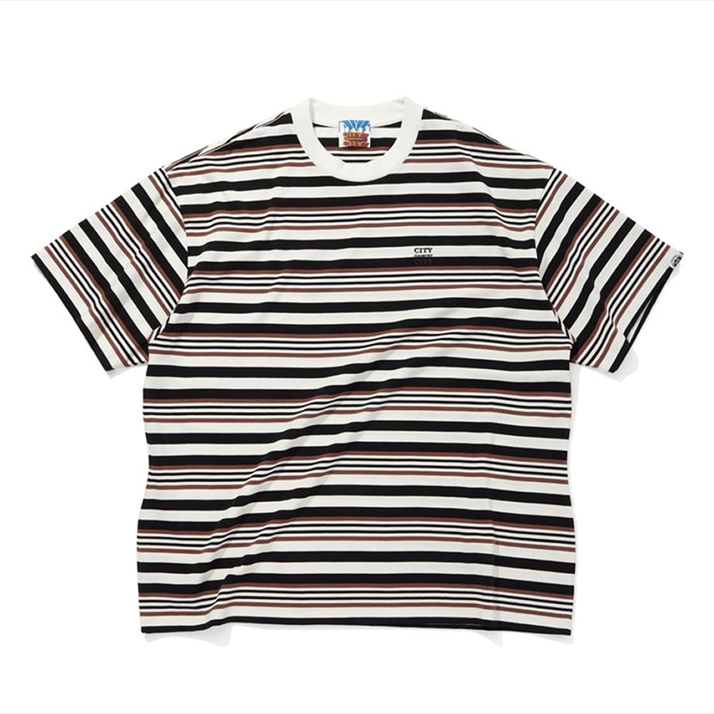 시티 컨트리 시티 엠브로이더드 로고 멀티 보더 반팔 티셔츠 브라운 x 화이트 공용 | 데얼스 아웃도어 전문 플랫폼