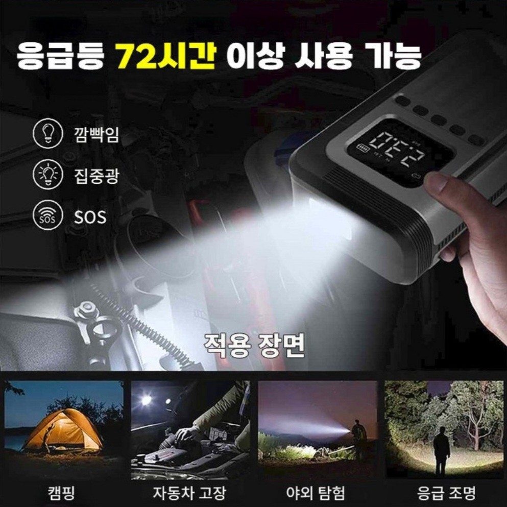 차량용 점프스타터 스마트 안전점프선새제품 미사용제품입니다 스마트 센서 역전류 방지초보자를 위한 안전클립으로 과방전 과전압 과전류 모두방지합니다올바르게 연결시 녹색 불빛 ON잘못 연결시 적색 불빛 경고음 | 데얼스 아웃도어 전문 플랫폼