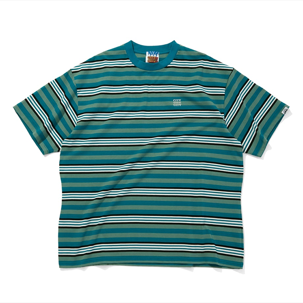 시티 컨트리 시티 엠브로이더드 로고 멀티 보더 반팔 티셔츠 그린 x 화이트 공용 | 데얼스 아웃도어 전문 플랫폼