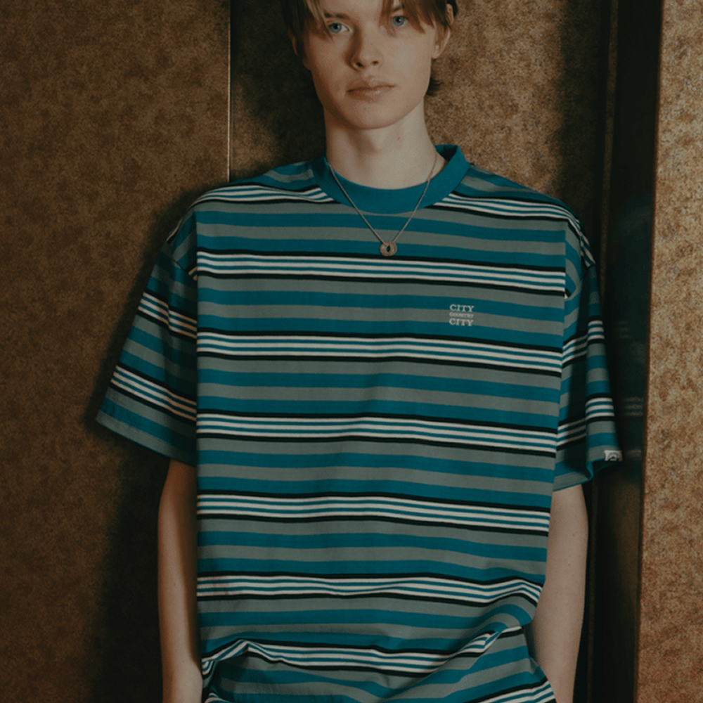 시티 컨트리 시티 엠브로이더드 로고 멀티 보더 반팔 티셔츠 그린 x 화이트 공용 | 데얼스 아웃도어 전문 플랫폼