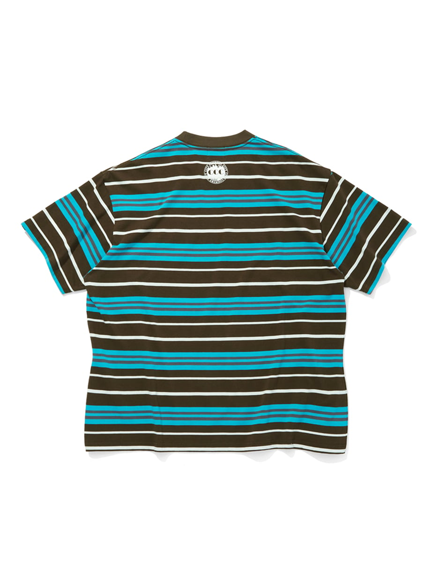 시티 컨트리 시티 엠브로이더드 로고 멀티 보더 반팔 티셔츠 브라운 x 블루 공용 | 데얼스 아웃도어 전문 플랫폼