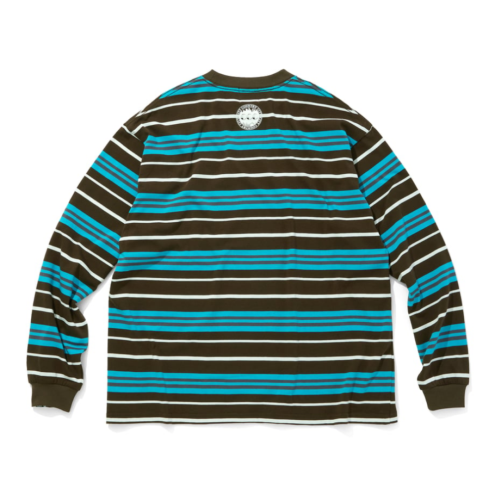 시티 컨트리 시티 엠브로이더드 로고 멀티 보더 긴팔 티셔츠 브라운 x 블루 공용 | 데얼스 아웃도어 전문 플랫폼