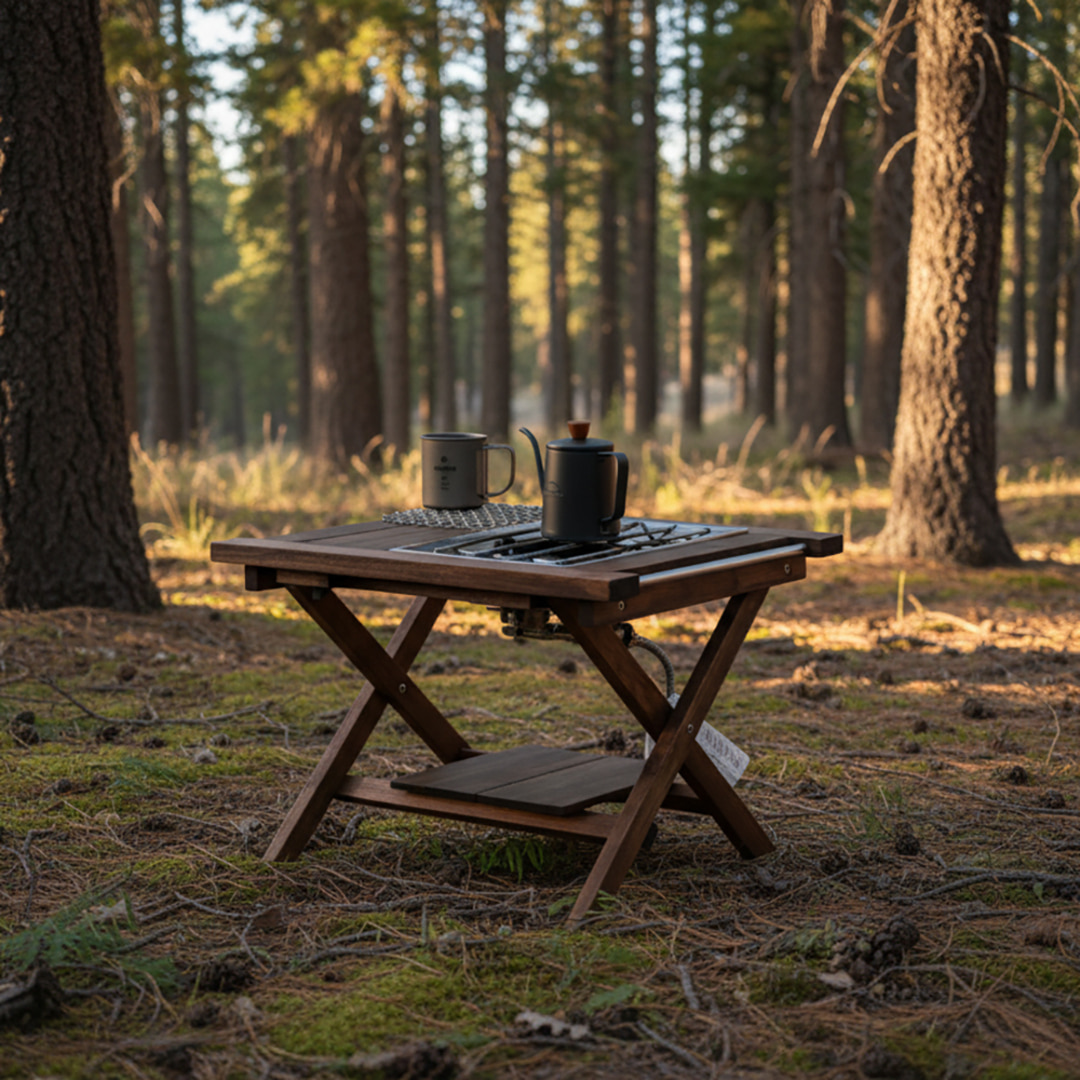 [캠핑덕] 원액션 우드 원버너 플레이트 캠핑 테이블 플랫버너 헤리티지 소형 | 데얼스 아웃도어 전문 플랫폼