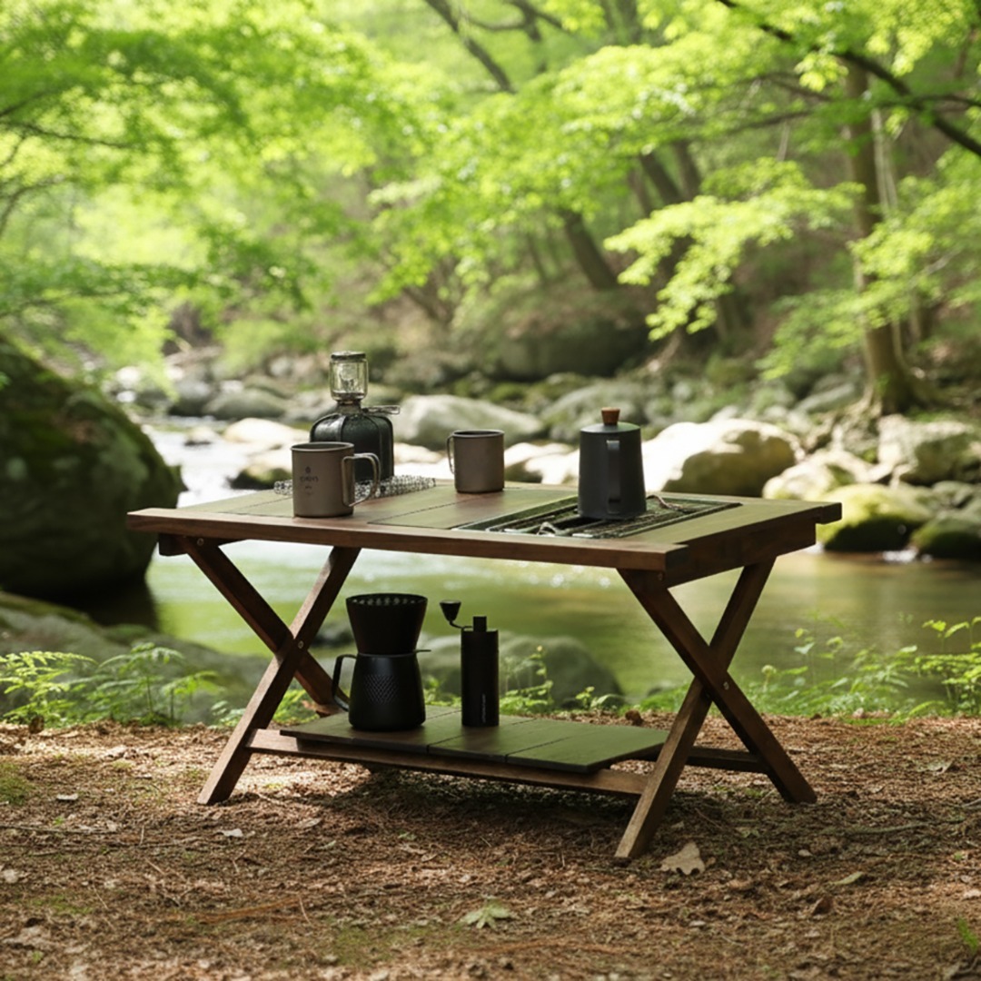 [캠핑덕] 원액션 우드 원버너 플레이트 캠핑 테이블 플랫버너 헤리티지 대형 | 데얼스 아웃도어 전문 플랫폼