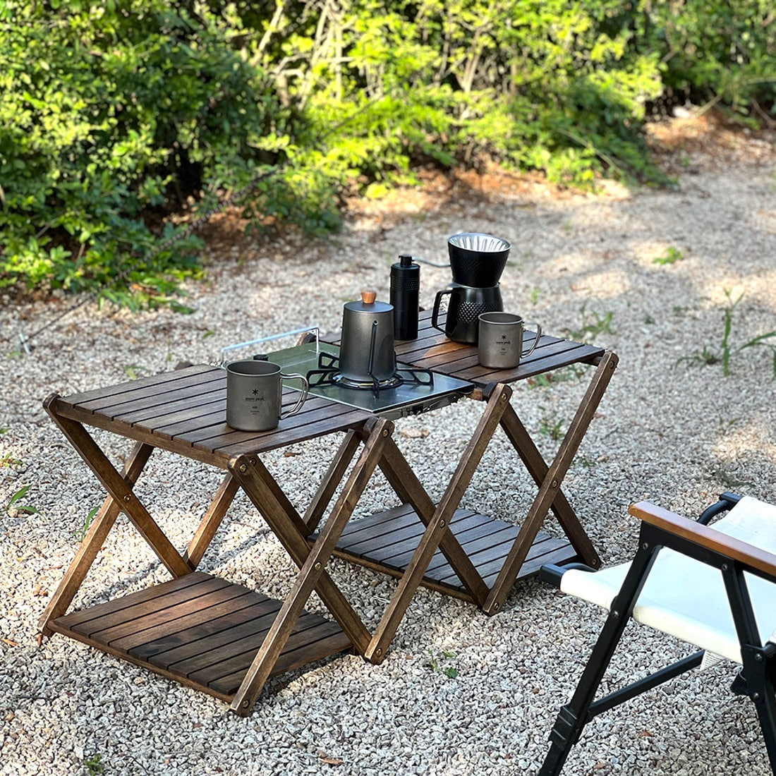 [캠핑덕] 접이식 우드 원버너 멀티 테이블 | 데얼스 아웃도어 전문 플랫폼
