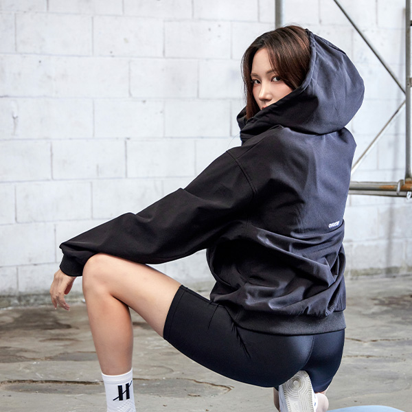 오버셔 기능성 기모 웜업 오버핏 후드집업 블랙 (남녀공용) | 데얼스 아웃도어 전문 플랫폼