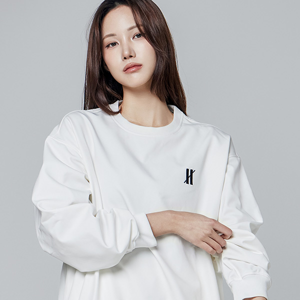 오버셔 기능성 기모 웜업 오버핏 맨투맨 화이트 (남녀공용) | 데얼스 아웃도어 전문 플랫폼