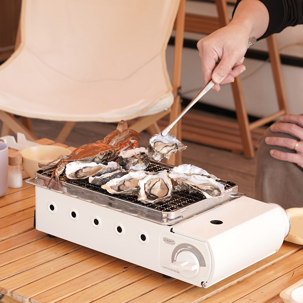 [캠핑덕] 지라프 구이바다 세라믹 아이보리에디션 M 2-3인용 바베큐그릴 전골팬 풀세트 | 데얼스 아웃도어 전문 플랫폼