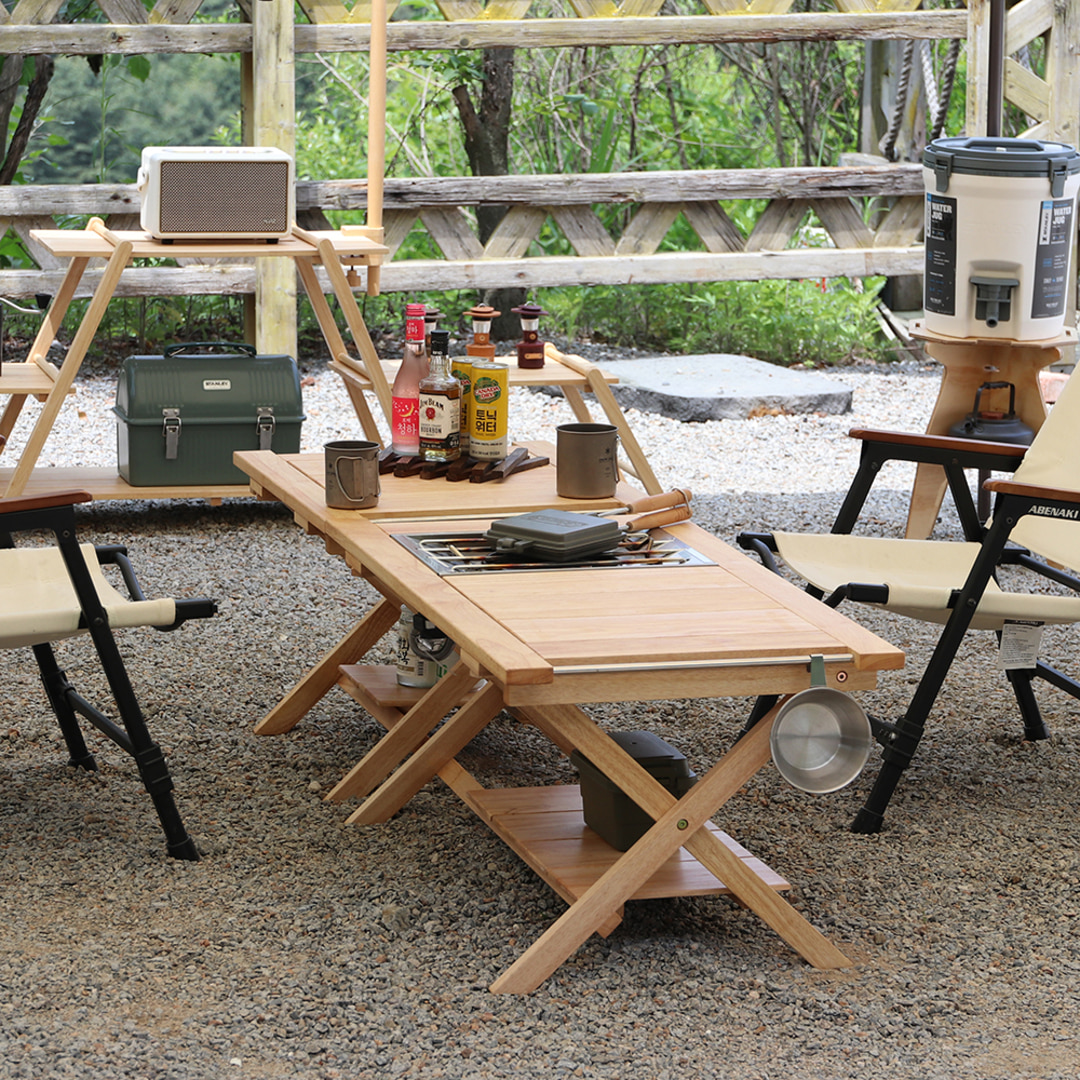 [캠핑덕] 원액션 우드 원버너 플레이트 캠핑 테이블 플랫버너 헤리티지 대형 | 데얼스 아웃도어 전문 플랫폼
